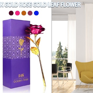 24K Gold Foil Rose Flower Romantic Valentines Day Gift For Lover Family Friends