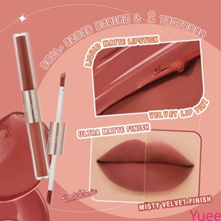 Beauty Glazed Double Lip Glaze ลิปสติกแบบถ้วยลิปกลอสแบบไม่ติด 20 สี yuee