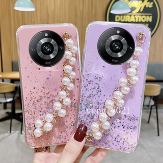 พร้อมส่ง ใหม่ เคสโทรศัพท์มือถือนิ่ม ลายกากเพชร ดาว ท้องฟ้ากลางคืน พร้อมสายคล้องมือ ประดับมุก สําหรับ Realme11 Pro Realme 11 Pro + Plus 5G 2023 Realme 11 Pro+ 5G