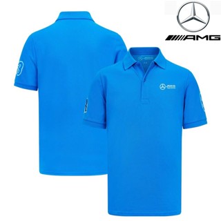 ใหม่ล่าสุด F1 ชุดแข่งรถ + เสื้อโปโลแขนสั้น ลายทีม Mercedes AMG Petronas แฟชั่นฤดูร้อน สําหรับผู้ชาย และผู้หญิง 2023