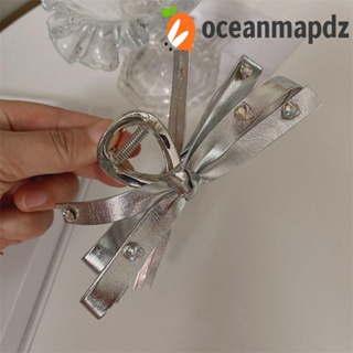 Oceanmapdz กิ๊บติดผมหนัง ประดับโบว์ พลอยเทียม แวววาว เพทาย หรูหรา สไตล์ Y2k ขนาดใหญ่ สําหรับผู้หญิง