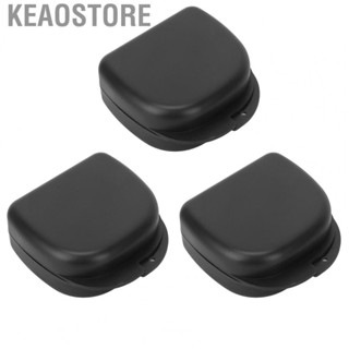 Keaostore Dental Retainer Box 3pcs Black Portable Store Half Dentures Snap On Protective