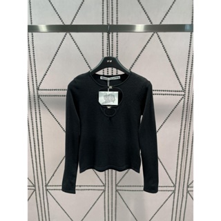 SILV Alexander Wang @ 23 Spring/Summer New pure style hollow-out personalized design slim-fit long sleeve all-match knitted top