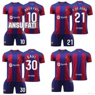 ใหม่ เสื้อกีฬาแขนสั้น ลายทีมชาติฟุตบอล Barcelona Fati Jong Gavi 23-24 ชุดเหย้า 2 ชิ้น ต่อชุด