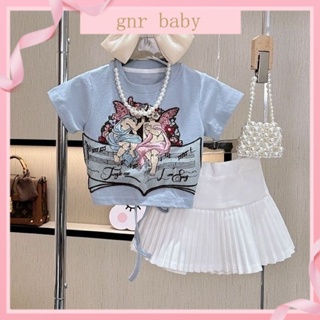 🍓GNR BABY🍊ชุดเสื้อแขนสั้น กระโปรงพลีท และกางเกงกระโปรง สําหรับเด็กผู้หญิง อายุ 3-12 ปี