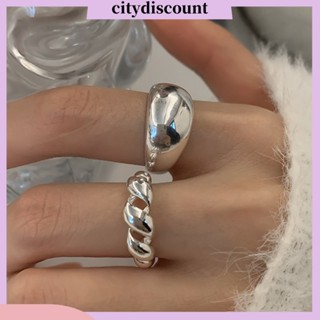 &lt;citydiscount&gt; แหวนนิ้วชี้ ชุบไฟฟ้า ทรงเรขาคณิต ปรับขนาดได้