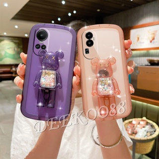 เคสมือถือ แบบนิ่ม ลายหมีสีชมพูน่ารัก พร้อมขาตั้ง สําหรับ OPPO Reno10Pro+ Reno10 Pro Plus Pro+ 5G 4G 2023 Reno 10 10Pro