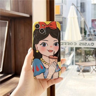 เคสโทรศัพท์มือถือ ซิลิโคน กันกระแทก ลายการ์ตูนเจ้าหญิงดื่มชานมน่ารัก ฤดูร้อน สําหรับ Iphone 14 11 12 13 PRO MAX 13ProMax 12 13pro 11 14pro