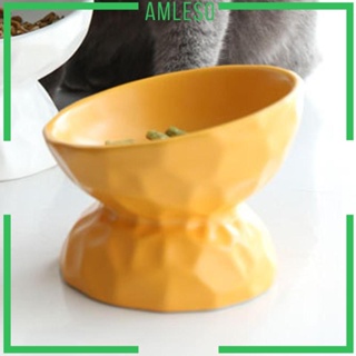 [Amleso] ชามเซรามิค แบบยกสูง ทนทาน สําหรับสัตว์เลี้ยง แมว