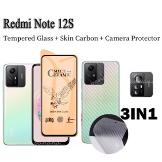 3 in 1 กระจกนิรภัยเซรามิค ป้องกันเลนส์กล้อง สําหรับ Redmi Note 12S Redmi 12 12C 10C Note 12 4G 5G Note 12 Pro Plus