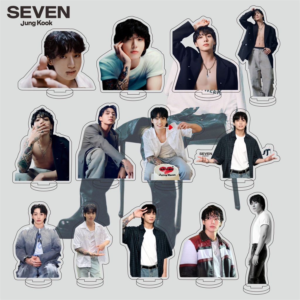 อัลบั้มอะคริลิค แบบสองด้าน ลายศิลปินเกาหลี Jung Kook Solo สําหรับตกแต่งโต๊ะ