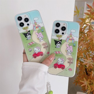 เคสแข็ง เคสไอโฟน iPhone 14 Pro Max iPhone 13 Pro Max iPhone 12 Pro Max iPhone 11 Cute Cartoon เฮลโลคิตตี้ Hello Kitty &amp; คุโรมิ Kuromi &amp; เมโลดี้ Melody Hard Case