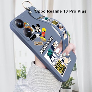 สําหรับ Realme 10 Pro Plus Realme C55 C53 เคสโทรศัพท์มือถือ ซิลิโคน กันกระแทก กันรอยเลนส์กล้อง ลาย Happy Mickey Wonderful House พร้อมสายคล้องข้อมือ