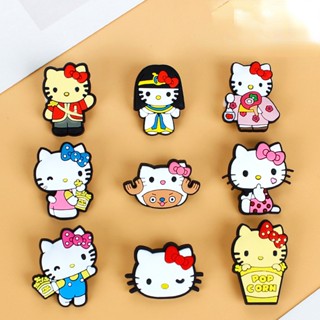 เข็มกลัด ลายการ์ตูนอนิเมะ Hello Kitty Cat Jibbits เครื่องประดับ สําหรับตกแต่งรองเท้าผู้ชาย