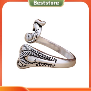 Beststore|  แหวนเปิด รูปนกยูง สไตล์วินเทจ ปรับได้ เครื่องประดับ สําหรับผู้หญิง