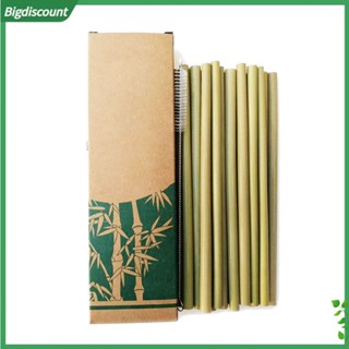 {BIG} หลอดไม้ไผ่ ใช้ซ้ําได้ พร้อมแปรงทําความสะอาด สําหรับปาร์ตี้ 12 ชิ้น