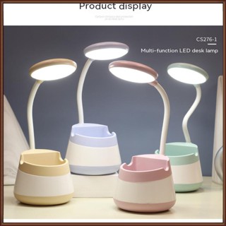 Jaz 3 In 1 โคมไฟตั้งโต๊ะ พร้อมที่วางปากกา ขาตั้งโทรศัพท์มือถือ Led ถนอมสายตา โคมไฟตั้งโต๊ะ ประหยัดพลังงาน ชาร์จ Usb