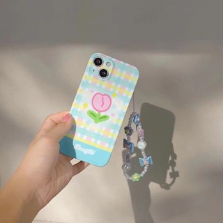 เคสโทรศัพท์มือถือ Tpu แบบนิ่ม ลายดอกทิวลิป ลายสก๊อต สําหรับ iPhone 14 14promax 14pro 12promax 13promax 12pro 13pro