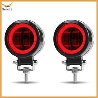 Breeze ไฟตัดหมอก ไฟสปอตไลท์ Led ทรงกลม 3 นิ้ว 20w 2000lm 6000k สีแดง สําหรับรถยนต์ 2 ชิ้น