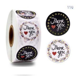 Yys สติกเกอร์ Thank You ลายดอกไม้ หัวใจ 2 แบบ สําหรับตกแต่งสมุดภาพ เครื่องเขียน 500 ชิ้น ต่อม้วน