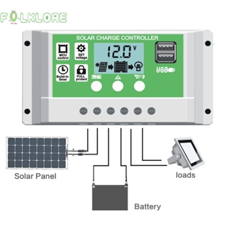 ❉ Folklore แผงควบคุมพลังงานแสงอาทิตย์ 10A 20A 30A 40A 50A 60A หน้าจอ LCD PMW มีตัวจับเวลาในตัว