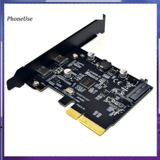 Phoneuse อะแดปเตอร์การ์ดขยาย 10Gbps PCI Express X4 X8 X16 PCI-E เป็น USB 31 Type-C คู่