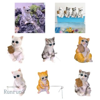 Runny รูปปั้นเรซิ่น รูปการ์ตูนแมวน่ารัก สําหรับตกแต่งผนังตู้ปลา