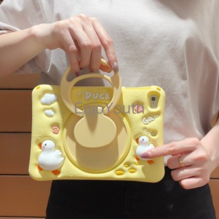 เคสซิลิโคน ลายการ์ตูนเป็ด พร้อมสายคล้อง หมุนได้ 360 องศา สําหรับ Huawei MatePad Air 11.5 MatePad 11 2023 10.4 T10 T10S SE M6 10.8 Honor Pad X8 Pro