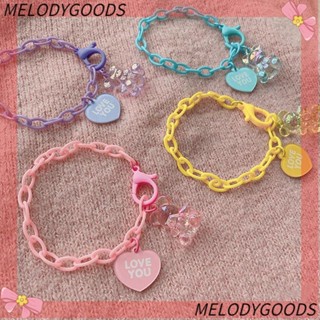 MELODG สร้อยข้อมือ จี้หมีน่ารัก สามารถปรับได้ สีสันสดใส เหมาะกับของขวัญ แบบสร้างสรรค์