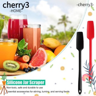 Cherry3 ไม้พายยางซิลิโคน ด้ามจับยาว ทนความร้อน ทําความสะอาดง่าย แกนสเตนเลส ไม่ติด สําหรับขูดขวดโหล 4 ชิ้น