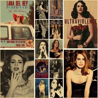 Pop โปสเตอร์กระดาษคราฟท์ ลายนักร้อง Lana Del Rey ขนาด 42X30 ซม. สําหรับตกแต่งผนังบ้าน บาร์ คาเฟ่ ห้องนั่งเล่น