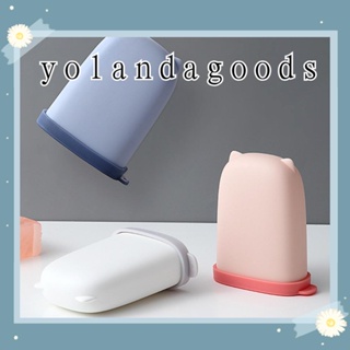 Yola ที่วางสบู่ซิลิโคน ABS แบบพกพา กันรั่วซึม สีฟ้า ขาว ชมพู สําหรับโรงแรม 3 ชิ้น