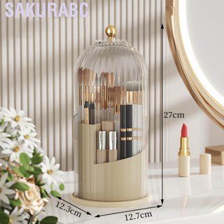 Sakurabc Cosmetic Storage Holder Box Transparent Rotating Sliding Door Makeup Brush Display Case