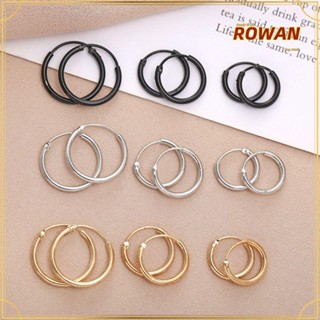 Rowans ต่างหูห่วงเจาะกระดูกอ่อน สไตล์ฮิปฮอป สีเงิน สําหรับผู้หญิง และผู้ชาย