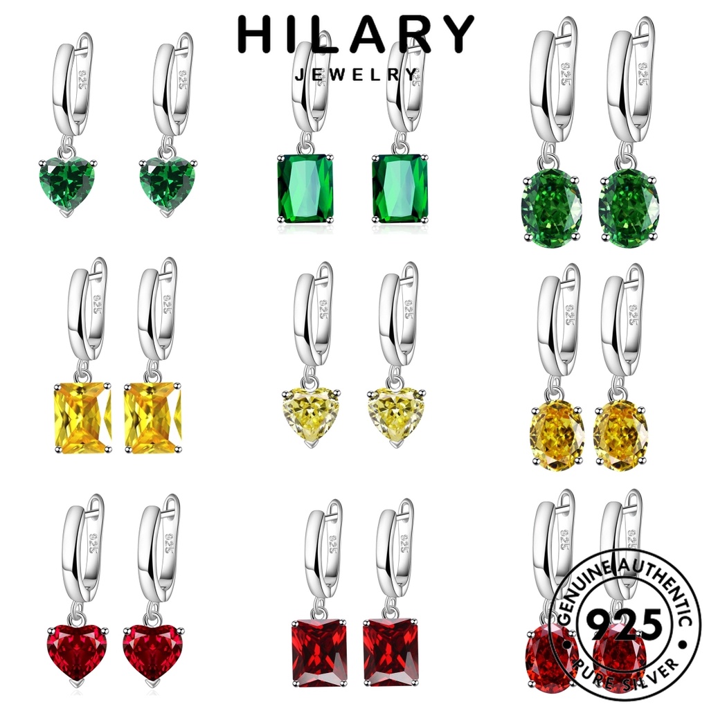 HILARY JEWELRY ต้นฉบับ หนีบ แฟชั่น แท้ ต่างหู ไพลิน มอยส์ซาไนท์ ห่วง รักหัวใจ เกาหลี เพชร ตุ้มหู เงิน มรกต ผู้หญิง เครื่องประดับ เครื่องประดับ ทับทิม ซิทริน 925 Silver M038