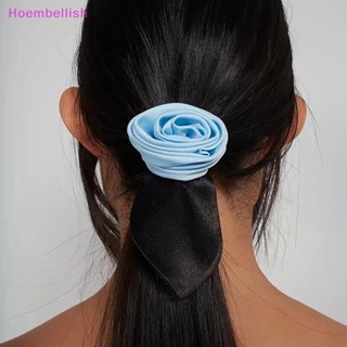 Hoe&gt; Sa Scrunchies ยางรัดผม แบบยืดหยุ่น ลายดอกกุหลาบ สไตล์เกาหลี โรแมนติก ของขวัญสําหรับผู้หญิง