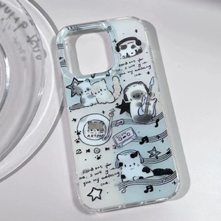 Cute Guitar Kitten Phone Case For Iphone14pro/13promax 11 Cartoon X/XR Apple 12 Soft 8P Transparent