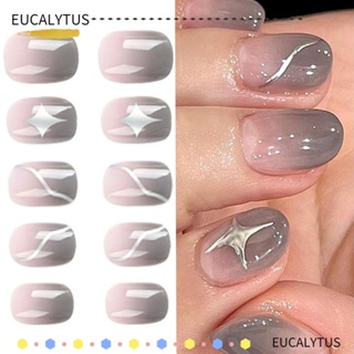 EUTUS เล็บปลอม แบบเต็มรูปแบบ ถอดออกได้ สไตล์ฝรั่งเศส DIY จํานวน 24 ชิ้น