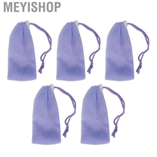 Meyishop Mesh Soap Pouch  Exfoliating Foaming Net Drawstring 5pcs Soft for Home
