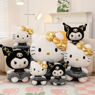 ตุ๊กตานุ่ม รูปการ์ตูน Sanrio Kuromi Hello Kitty สีทองดํา เหมาะกับของขวัญวันเกิด สําหรับเด็ก