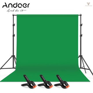 Fw Andoer ฉากหลังสตูดิโอถ่ายภาพ ผ้าฝ้ายโพลีเอสเตอร์ 2x3 ม. 6.6x10 ฟุต สีเขียว พร้อมขาตั้ง 2x3 ม. 6.6x10 ฟุต และด้านหลัง 3 ชิ้น