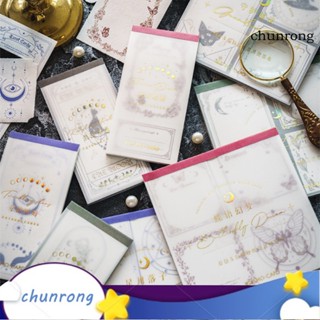 Chunrong กระดาษโน้ต ลายดวงจันทร์ ดาว ฉีกได้ ไม่เหนียวติด สําหรับตกแต่งสมุดภาพ DIY 1 ชุด