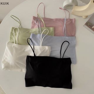 Kuik เสื้อชั้นในสตรี แขนกุด สีพื้น สไตล์เกาหลี รับลมร้อน เข้ากับทุกชุด