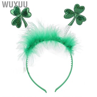 Wuyuu Clover Hair Band Fit Head Odor Free Lightweight Green Headband Plastic Reusable Feather for Patricks Day Women