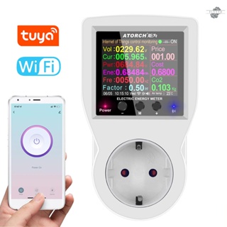 {fly} Tuya Wifi ปลั๊กไฟอัจฉริยะ หน้าจอสี 2.4 นิ้ว ควบคุมผ่านแอป โทรศัพท์มือถือ