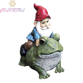 【COLORFUL】Frog Gnome 11*9.5*15.2cm Dwarf Decor Fade-resistant Interior Dec Durable