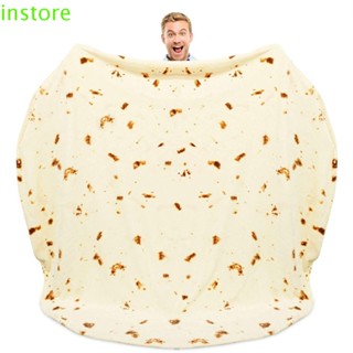 Instore ผ้าห่ม ผ้าสักหลาด แบบหนา สองชั้น ทรงกลม ลาย Taco Pizza Winter Plush Tortilla Reversible