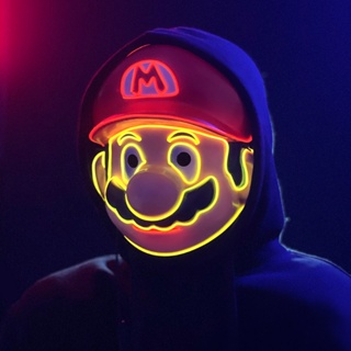 หน้ากากคอสเพลย์ Super Mario Bros Mask Luigi Mario Nintendo Video Game มีไฟ LED สําหรับปาร์ตี้ฮาโลวีน