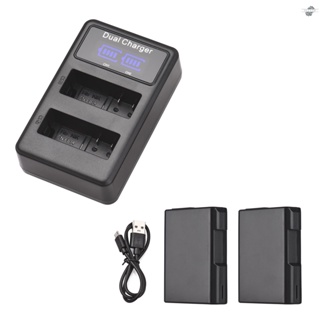 {fly} EN-EL14 Battery &amp; Charger Kit 2pcs 7.4V 1500mAh Battery + 1pc LED2-EL14 Dual Channel Camera Battery Charger USB Port LED Screen Display Replacement for  D3100 D3200 D330