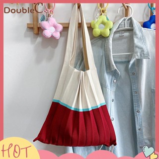 【Double C 】✿   กระเป๋าสะพายไหล่ กระเป๋าถือลําลอง ขนาดใหญ่ จุของได้เยอะ สีคอนทราสต์ สําหรับสตรี 2023